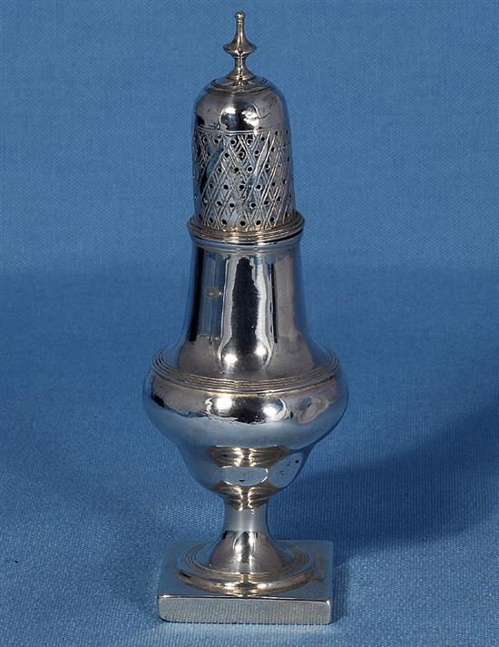 A George III sterling silver caster, Height 6 ½/164mm Weight: 3.3oz/93grms